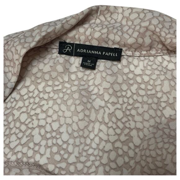 Adrianna Papell Top Womens M V Neck Long Sleeve Geometric Twisted Hem Light Pink - Picture 9 of 12